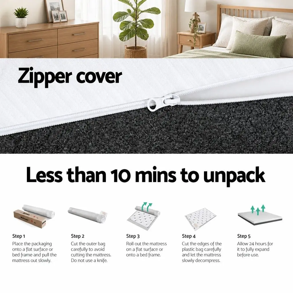 Memory Foam Mattress Double 15cm Cool Gel Egg Crate Soft Support Washable Cover