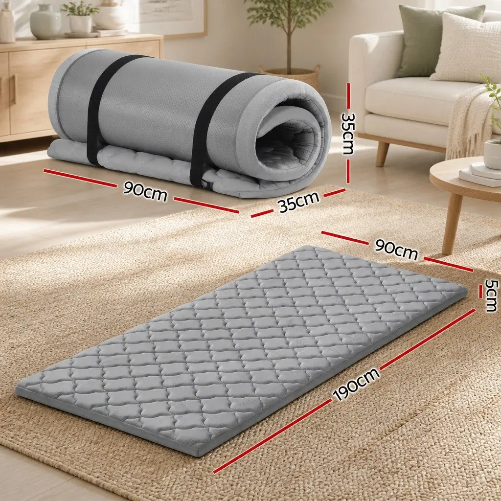 Foldable Camping Mattress Indoor Outdoor Grey 190cm x 90cm x 5cm