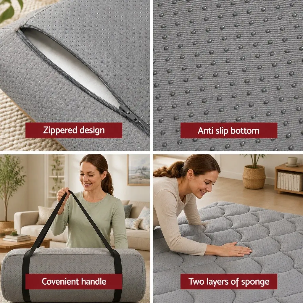 Foldable Camping Mattress Indoor Outdoor Grey 190cm x 90cm x 5cm