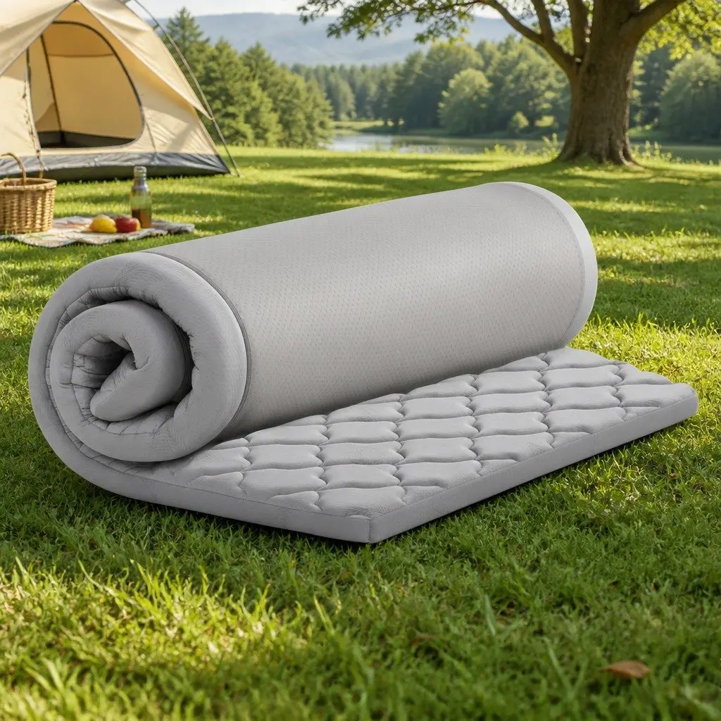 Foldable Camping Mattress Indoor Outdoor Grey 190cm x 90cm x 5cm