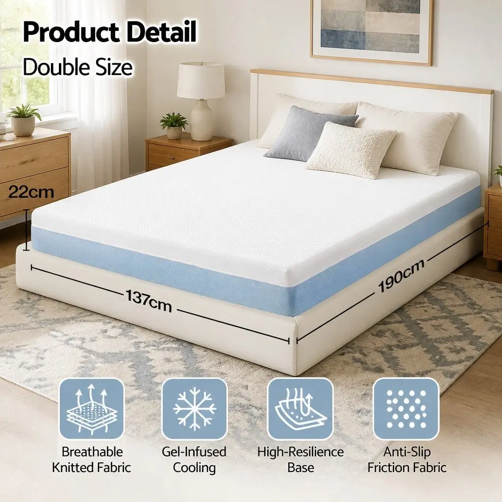 Cooling Gel Memory Foam Mattress Double 22cm