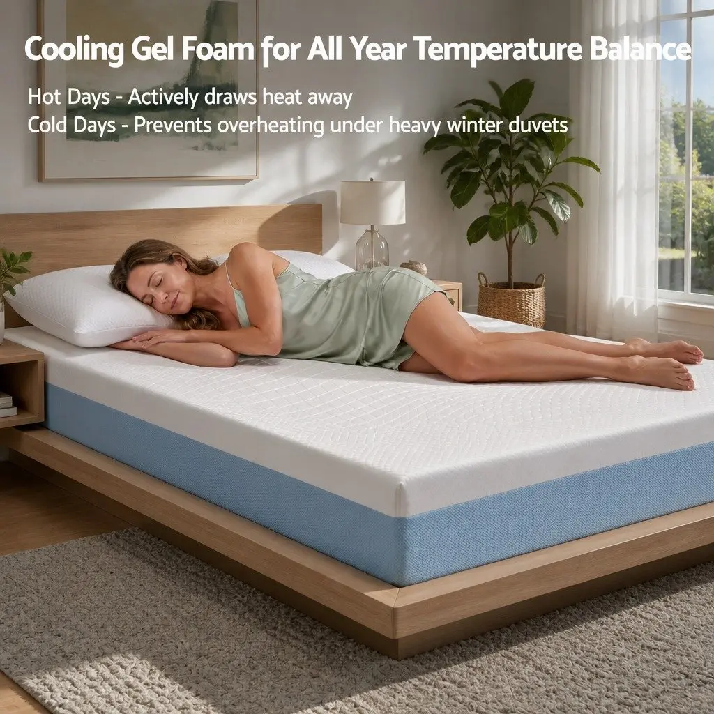 Cooling Gel Memory Foam Mattress Topper Queen Size 22cm Medium Firm Support