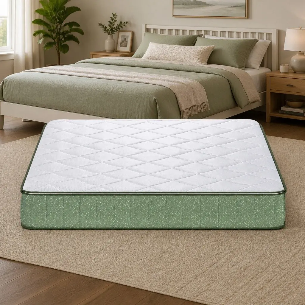 Double Memory Foam Mattress 25cm Gel Infused Charcoal Cooling Zipped Cover Green