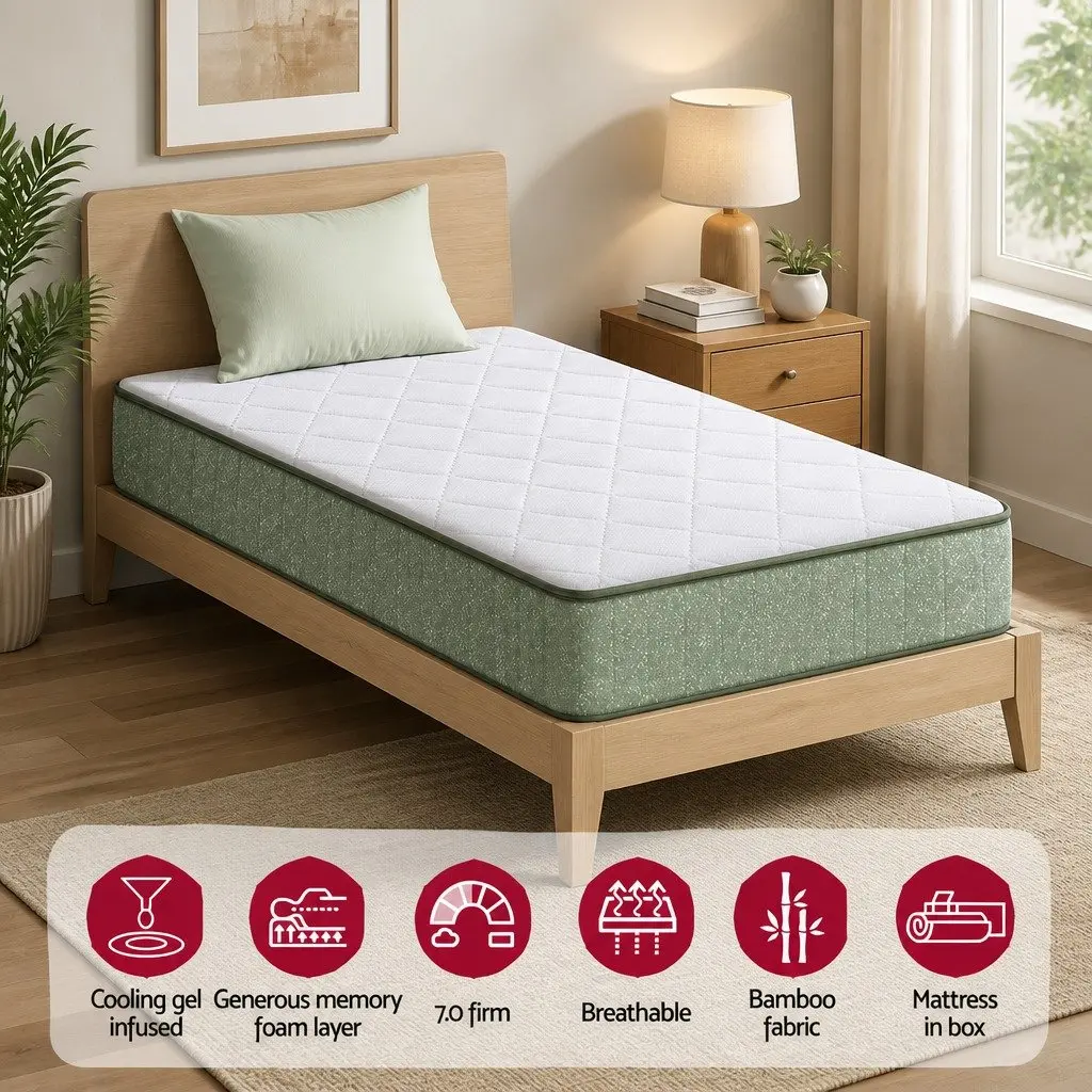 25cm Charcoal Memory Foam Mattress