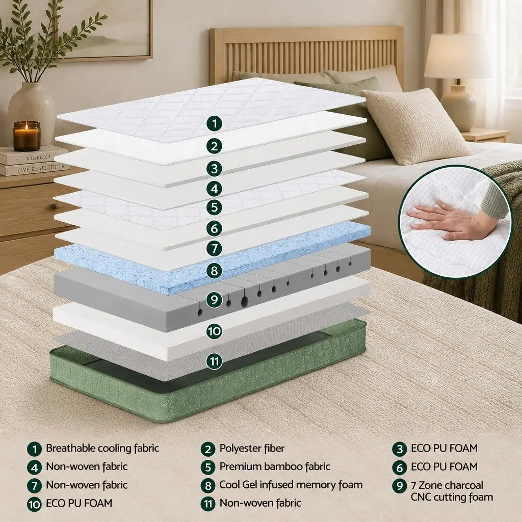 25cm Charcoal Memory Foam Mattress