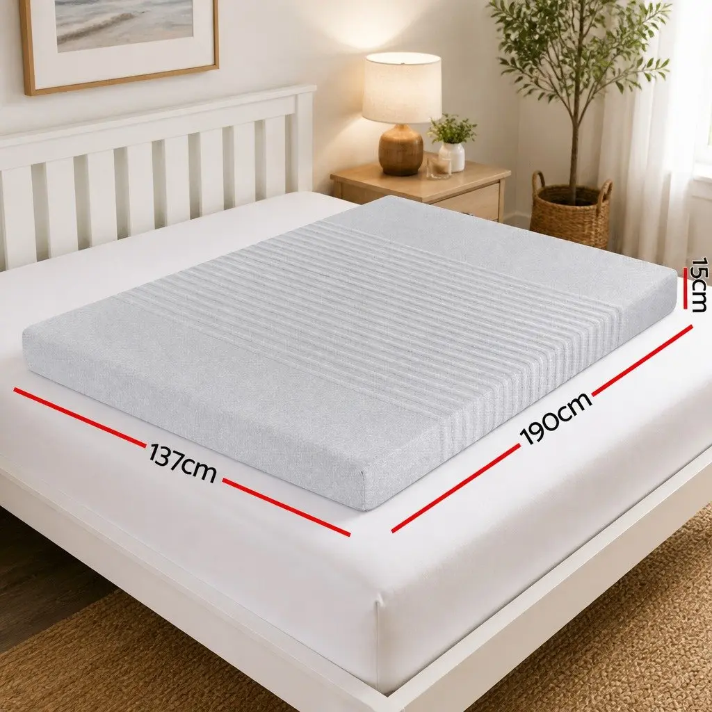 Cool Gel Memory Foam Mattress 7-Zone Charcoal Washable Bamboo Cover Double 15cm