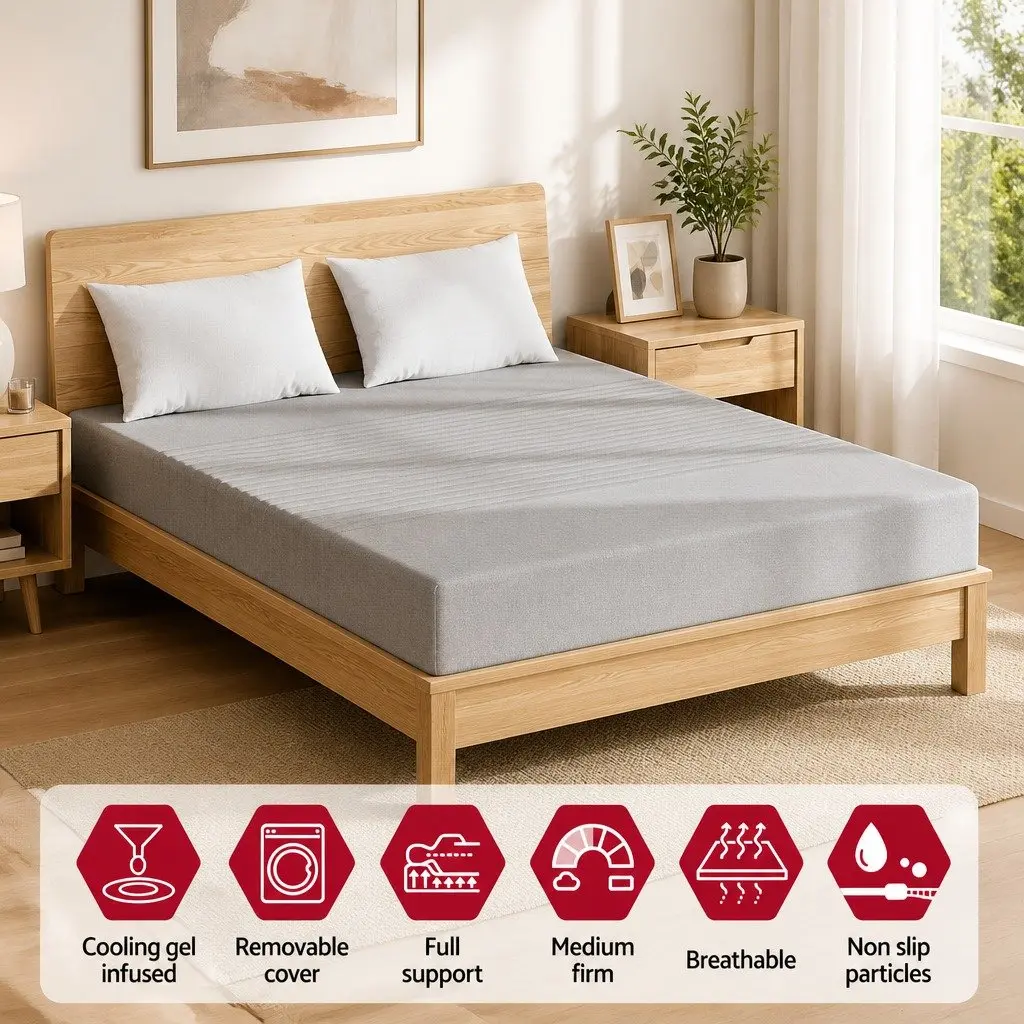 Cool Gel Memory Foam Mattress 7-Zone Charcoal Washable Bamboo Cover Double 15cm