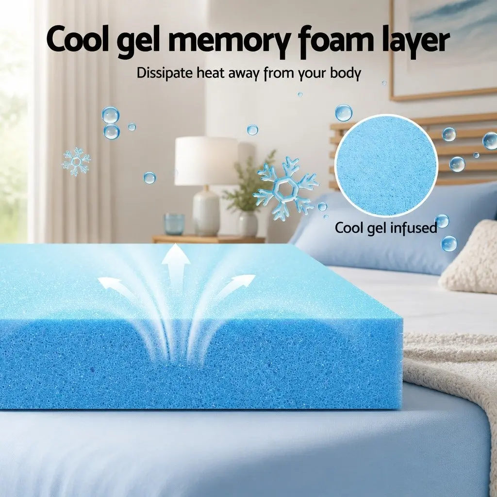 Cool Gel Memory Foam Mattress 7-Zone Charcoal Washable Bamboo Cover Double 15cm