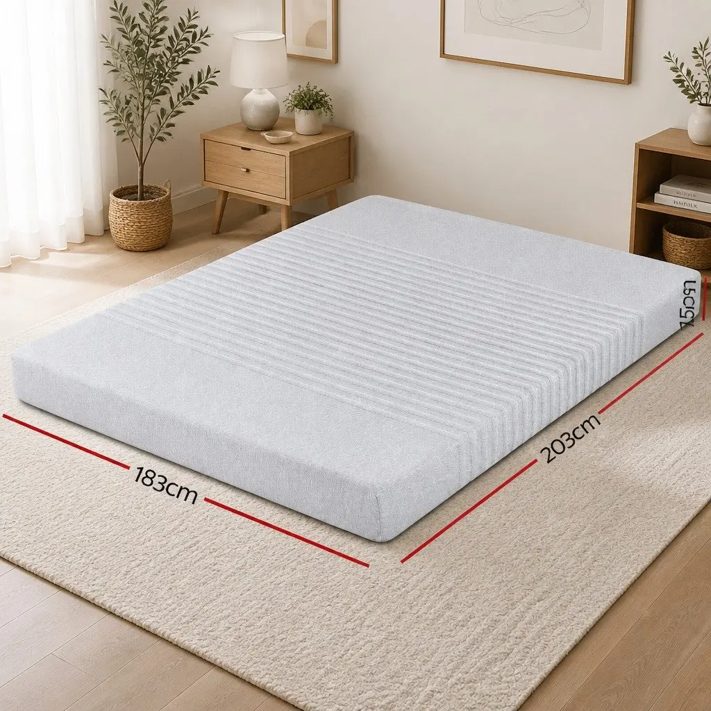 King Size Mattress for Bedroom 15cm Memory Foam Cooling Gel 7-Zone Support Bamboo Cover Grey