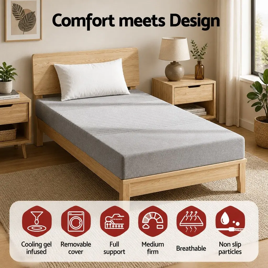 Memory Foam Mattress King Single 15cm Cool Gel 7-Zone Support Bamboo Cover