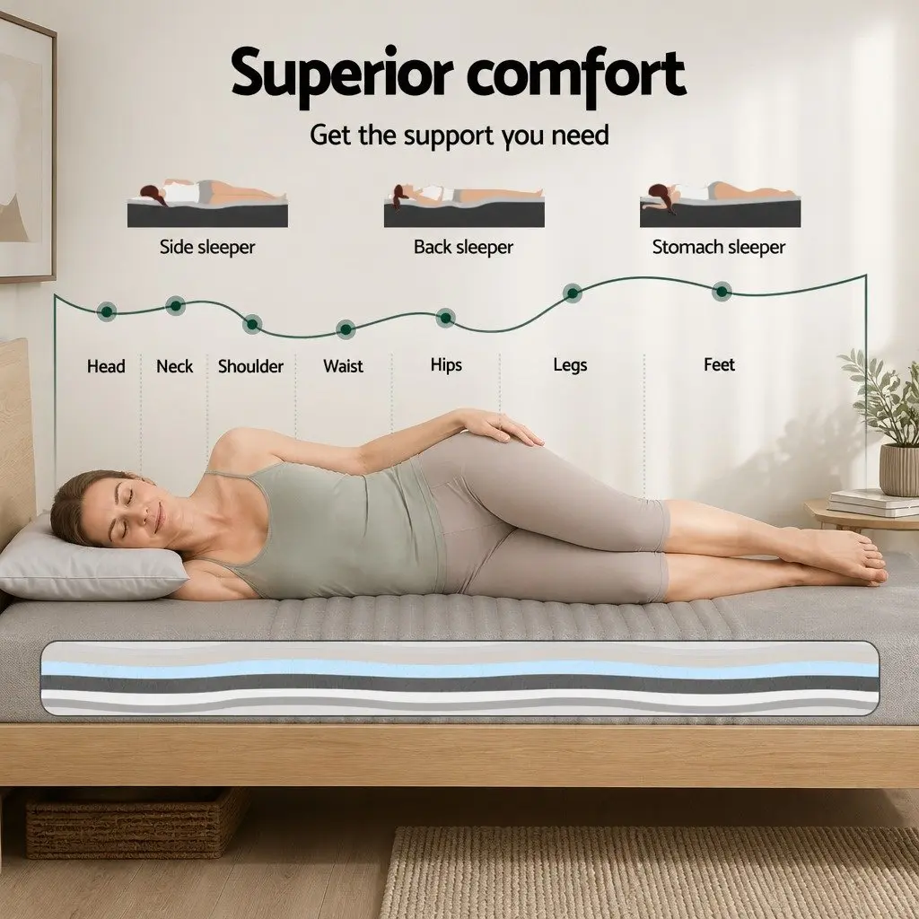 Memory Foam Mattress King Single 15cm Cool Gel 7-Zone Support Bamboo Cover