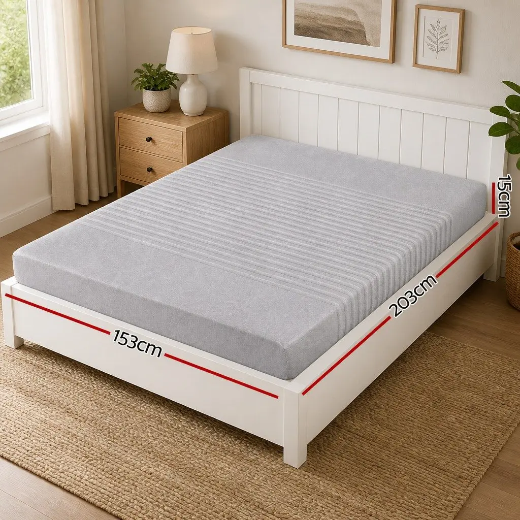 Queen Mattress Memory Foam 15cm Bamboo Cover Cooling Gel Infused Medium Firm Support