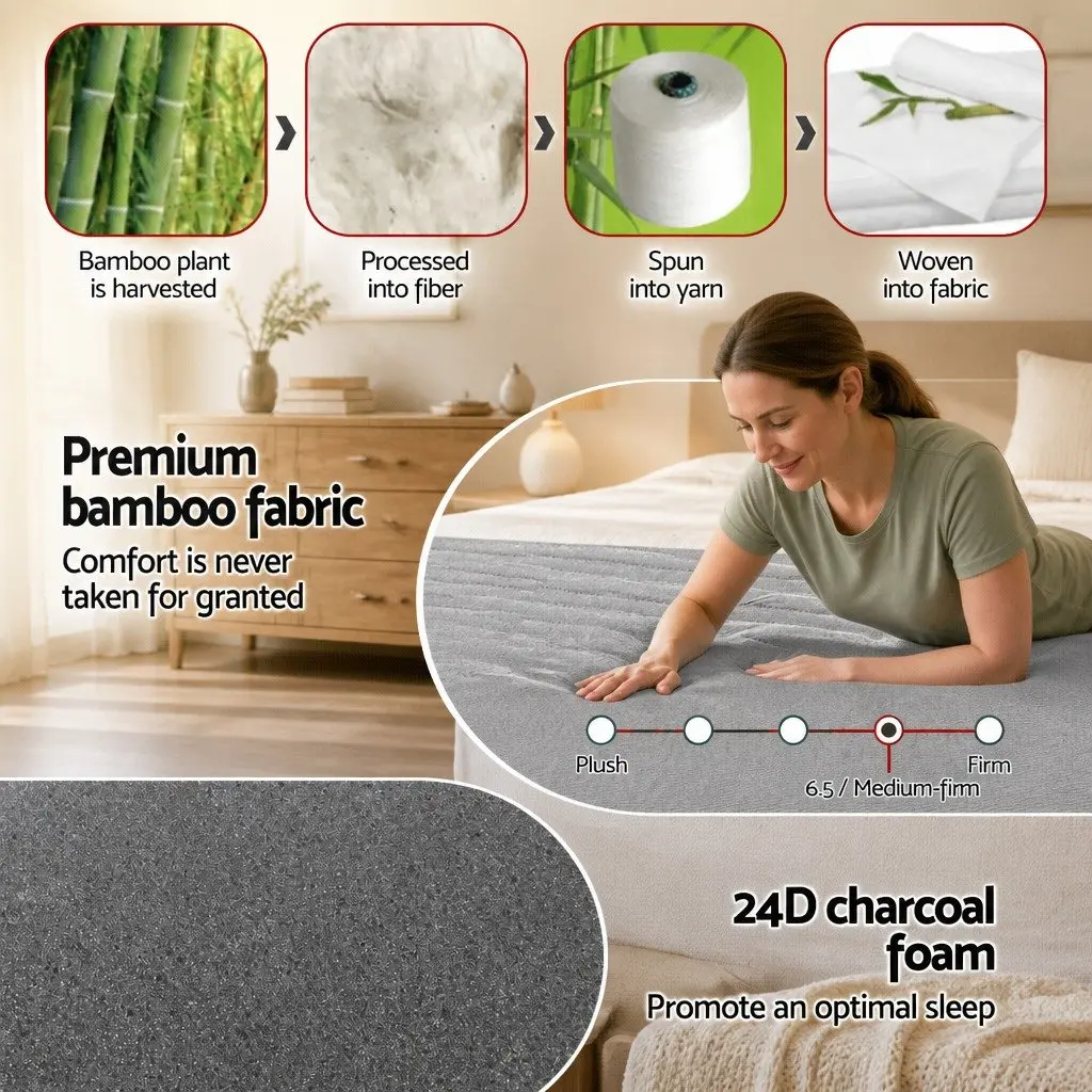 Queen Mattress Memory Foam 15cm Bamboo Cover Cooling Gel Infused Medium Firm Support