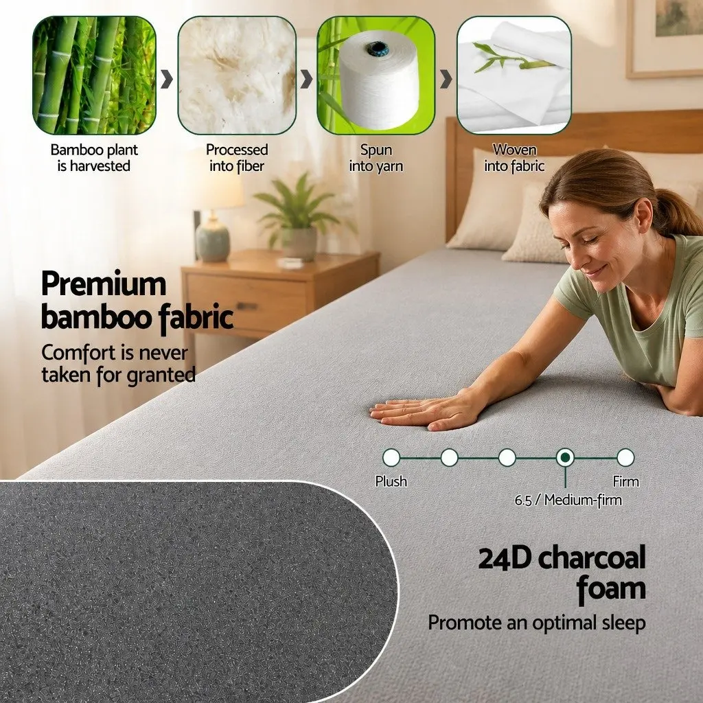 Single Memory Foam Mattress for Compact Sleeping Spaces 15cm Cool Gel 7-Zone Support Bamboo Cover Grey