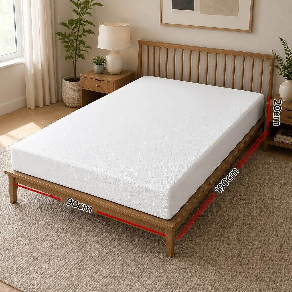 Single Memory Foam Mattress for Bedroom 20cm Non-Spring Medium-Firm Support Cooling Gel