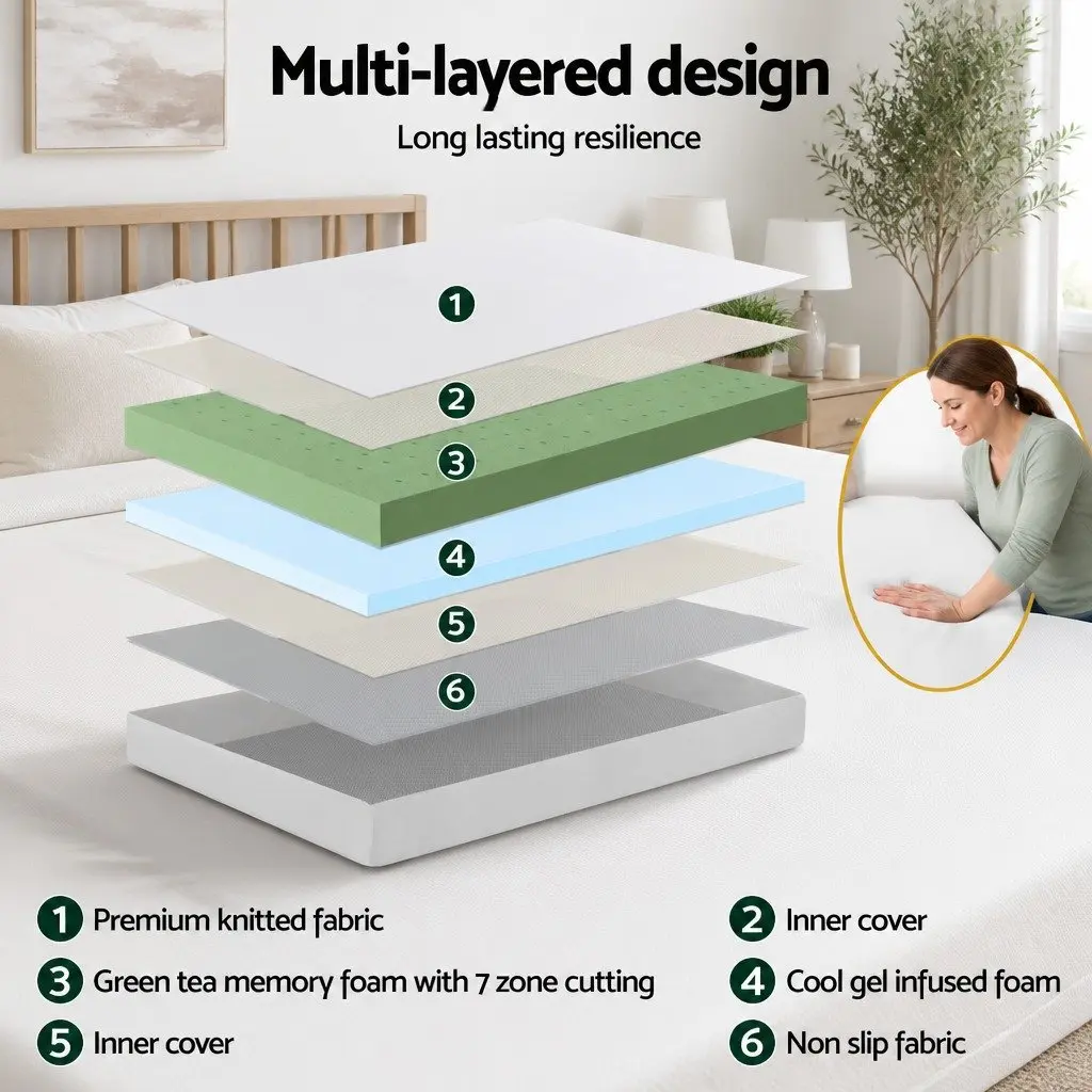 Single Memory Foam Mattress for Bedroom 20cm Non-Spring Medium-Firm Support Cooling Gel