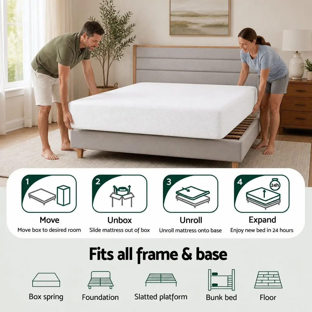 Single Memory Foam Mattress for Bedroom 20cm Non-Spring Medium-Firm Support Cooling Gel