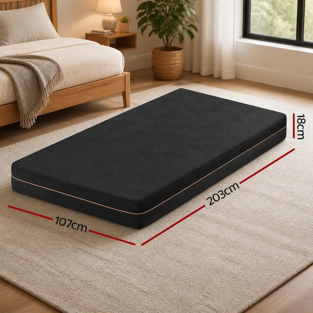 King Single Mattress for Bedroom 18cm Memory Foam Cooling Gel Green Tea Medium Firm