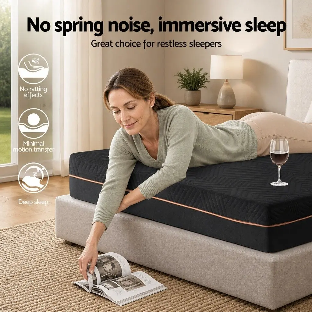 King Single Mattress for Bedroom 18cm Memory Foam Cooling Gel Green Tea Medium Firm