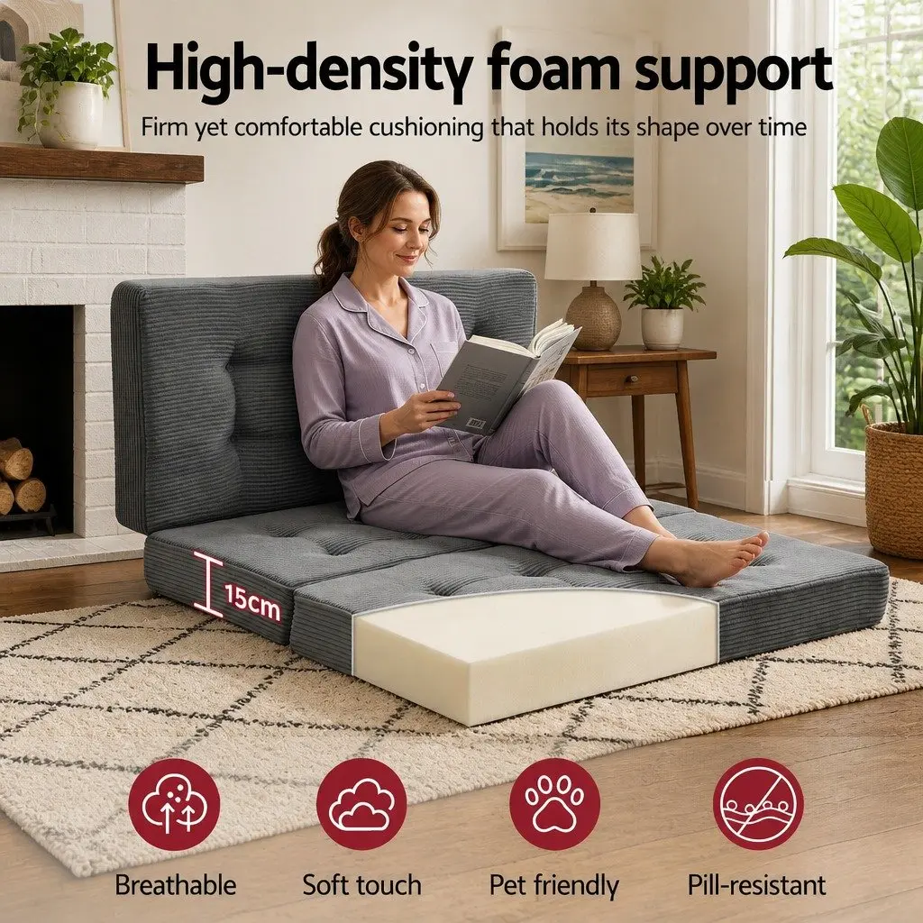 Double Folding Mattress 15cm Foldable Foam Portable Guest Sofa Bed Camping Mat