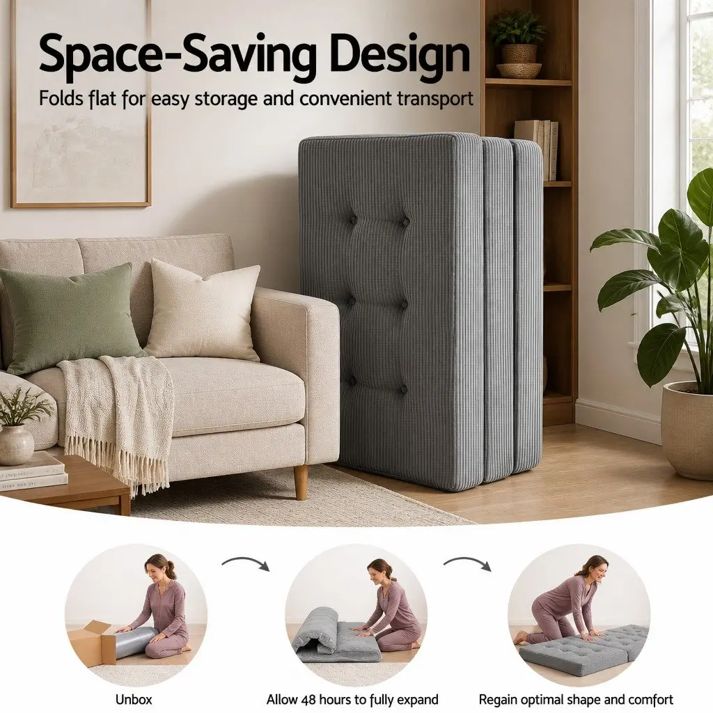 Single Folding Mattress 15cm Foldable Foam Portable Guest Bed Sofa Lounge Chair