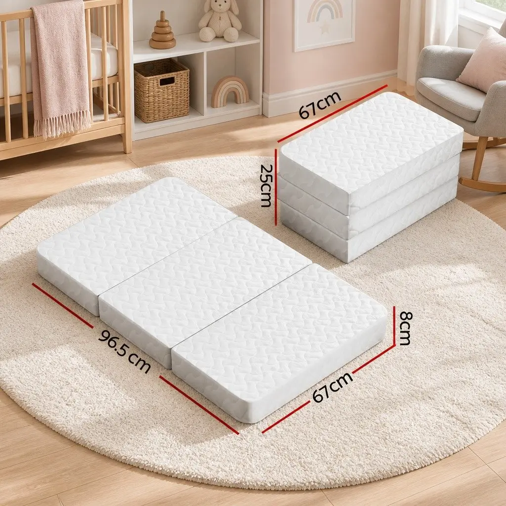 Foldable Foam Cot Bed Mattress for Baby Sleep 3-Fold Portable Lightweight