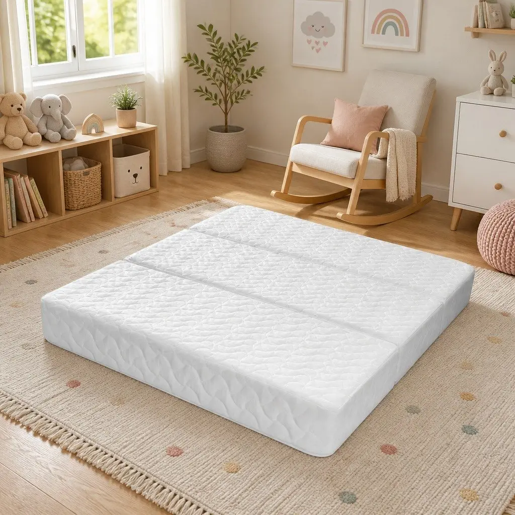 Foldable Foam Cot Bed Mattress for Baby Sleep 3-Fold Portable Lightweight