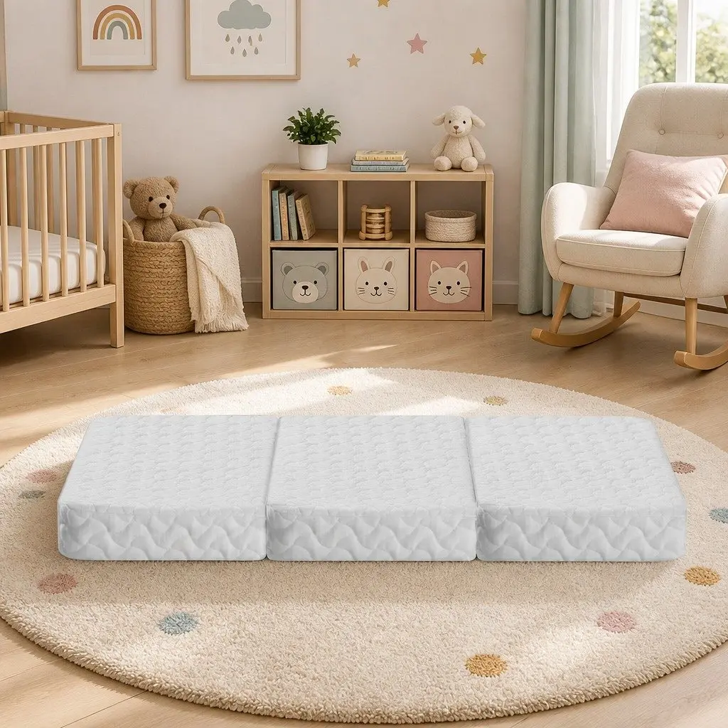 Foldable Foam Cot Bed Mattress for Baby Sleep 3-Fold Portable Lightweight