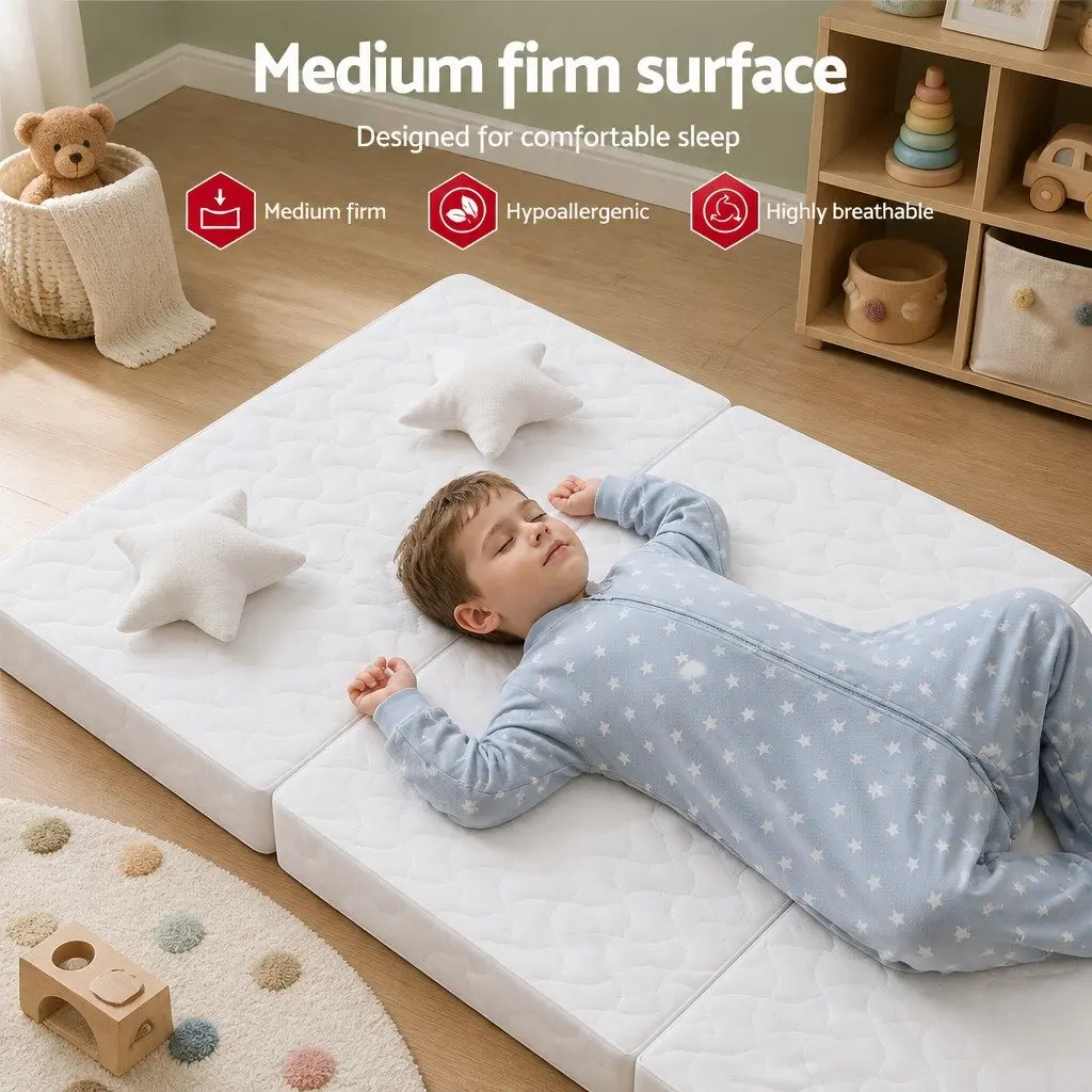 Foldable Foam Cot Bed Mattress for Baby Sleep 3-Fold Portable Lightweight