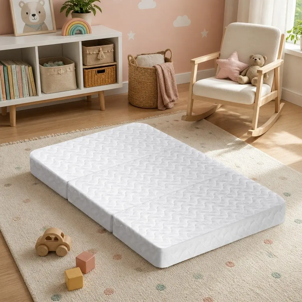 Foldable Foam Cot Bed Mattress for Baby Sleep 3-Fold Portable Lightweight