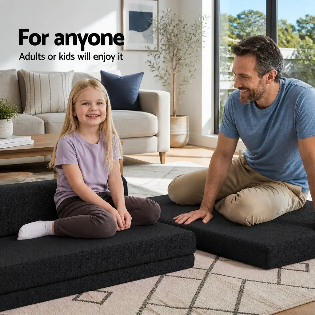 Foldable Foam Mattress Sofa Bed Double Black 180cm x 122cm x 24cm