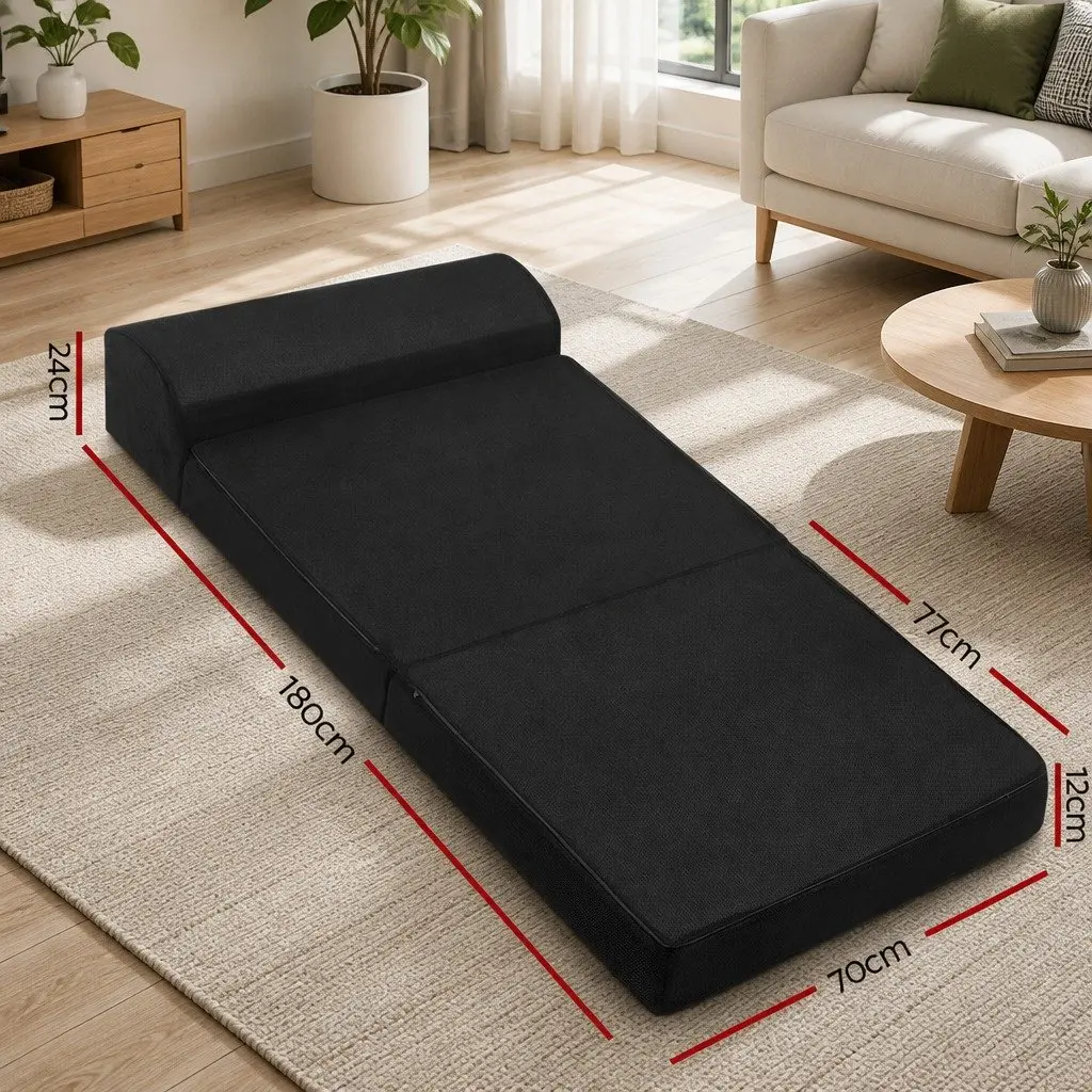 Black Convertible Foam Mattress Sofa Bed