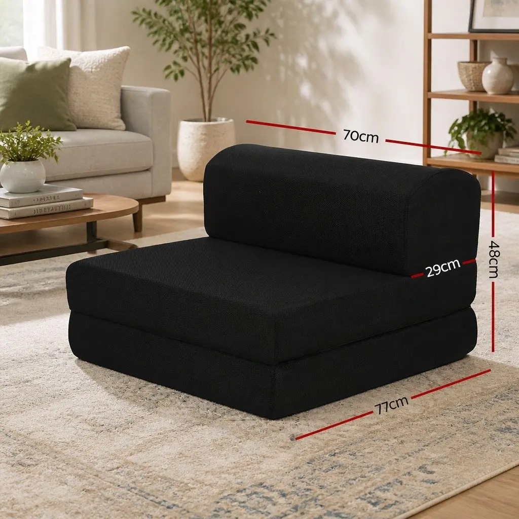 Black Convertible Foam Mattress Sofa Bed
