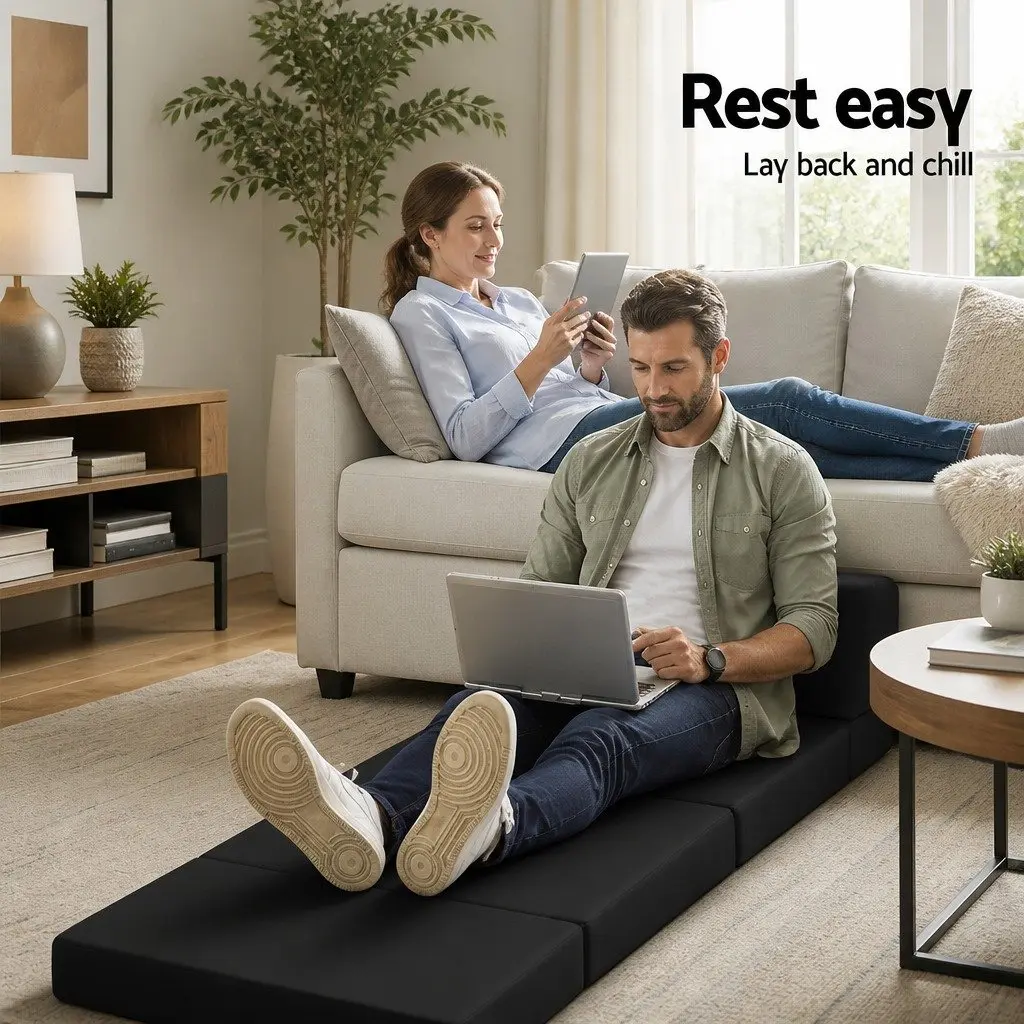 Black Convertible Foam Mattress Sofa Bed