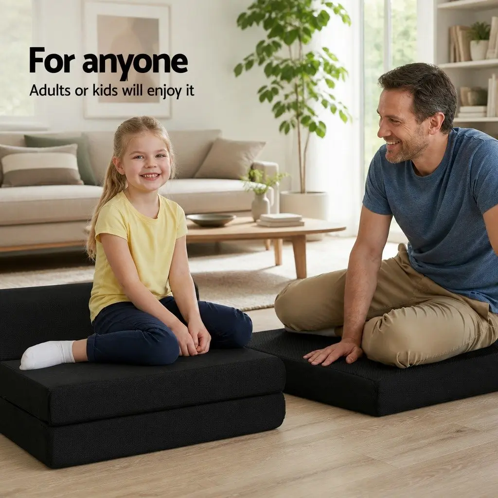 Black Convertible Foam Mattress Sofa Bed