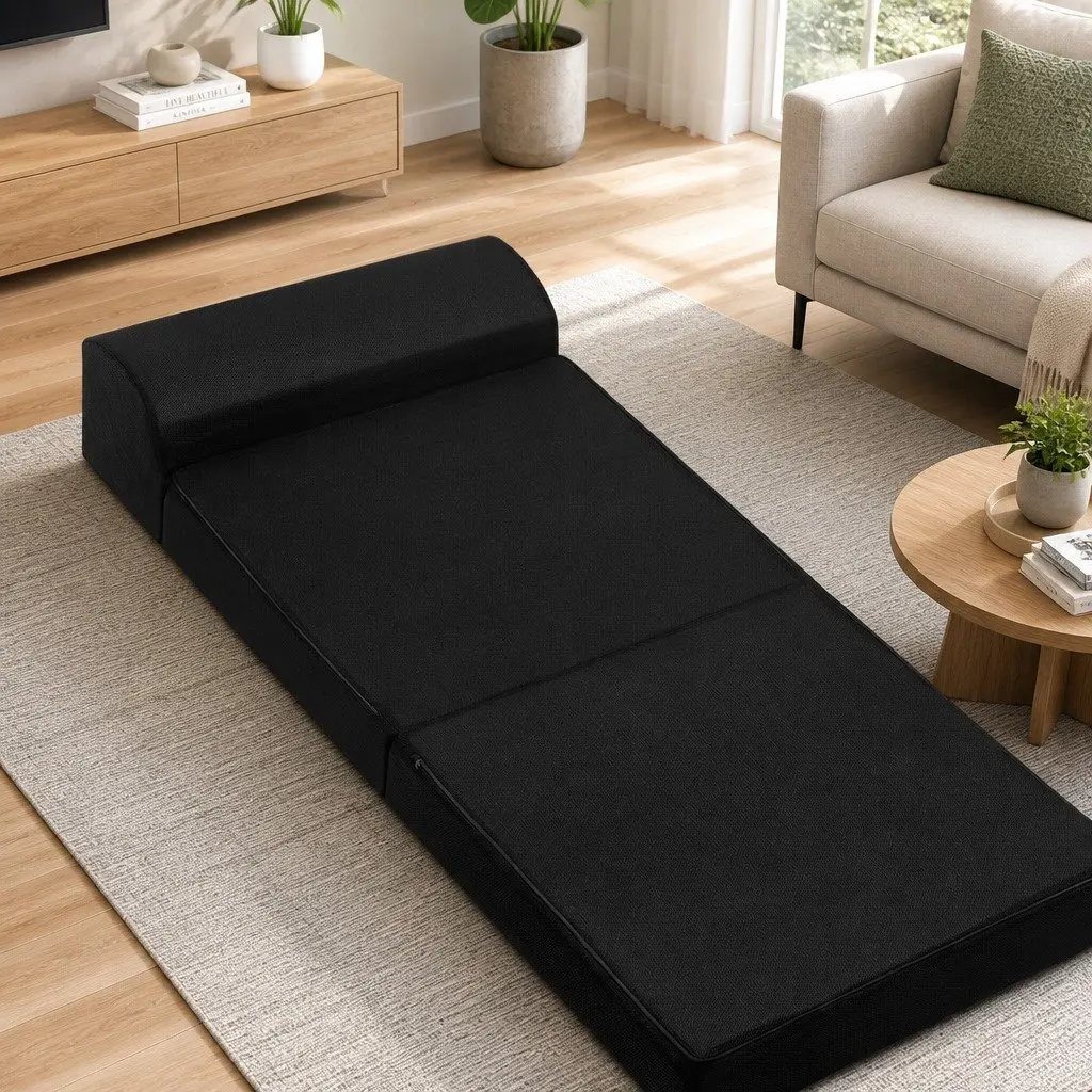Black Convertible Foam Mattress Sofa Bed