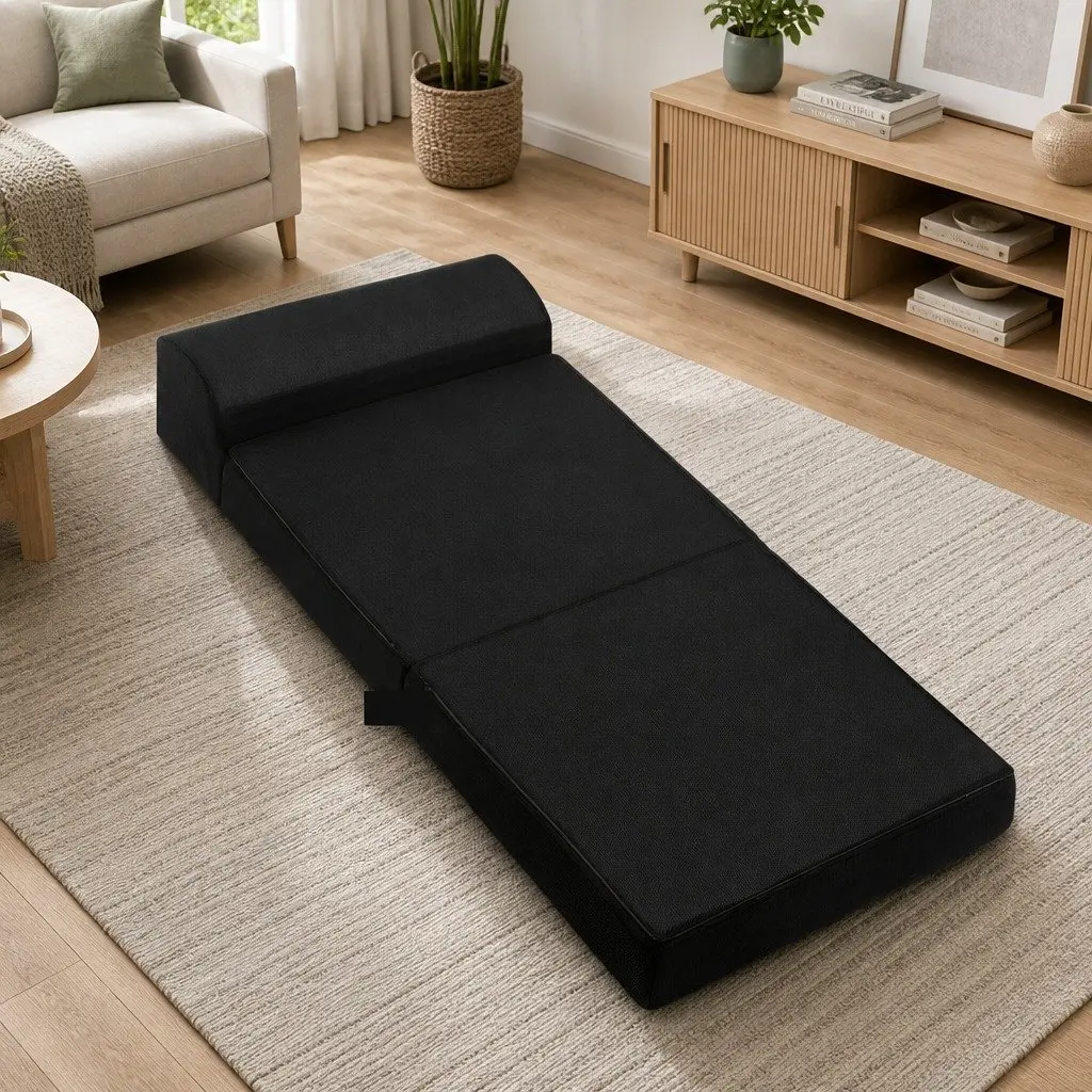 Black Convertible Foam Mattress Sofa Bed