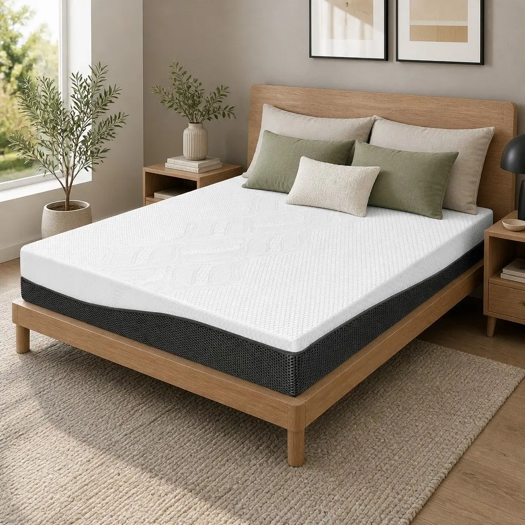 Cool Gel Memory Foam Mattress Double Queen Size Medium Firm Non Spring Bed with Removable Cover for Pressure Relief and Comfort