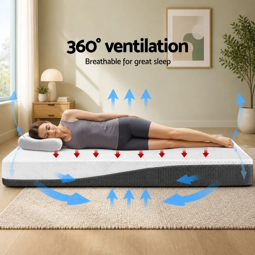 Cool Gel Memory Foam Mattress Double Queen Size Medium Firm Non Spring Bed with Removable Cover for Pressure Relief and Comfort
