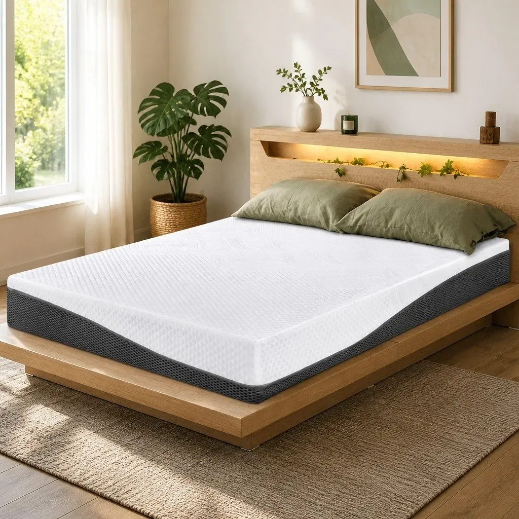Cool Gel Memory Foam Mattress Double Queen Size Medium Firm Non Spring Bed with Removable Cover for Pressure Relief and Comfort