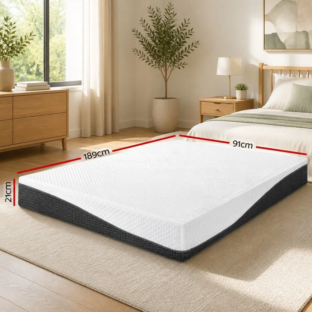 Single Mattress 21cm Cool Gel Memory Foam Medium Firm Pressure Relief Support White