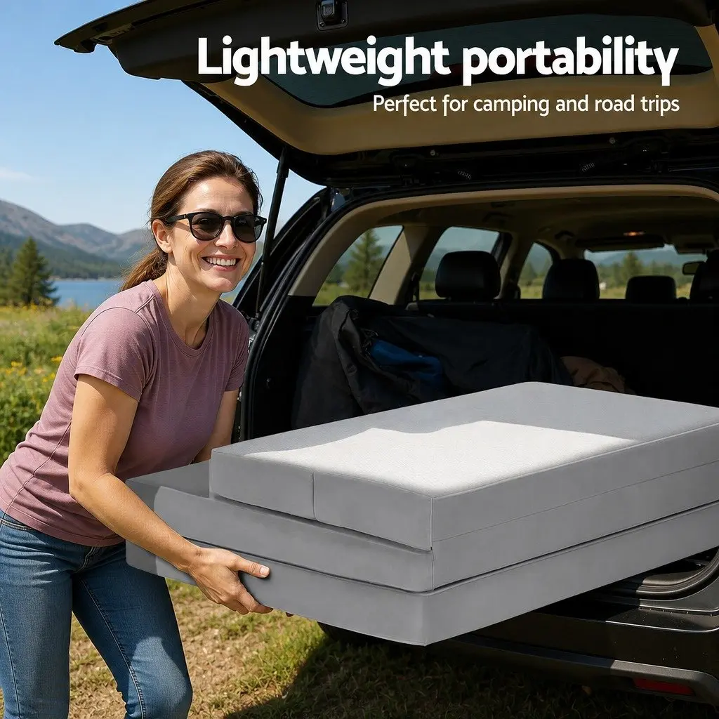 Foldable Mattress 4-Fold Sofa Bed Camping Cushion Mat Guest Sleeping Portable