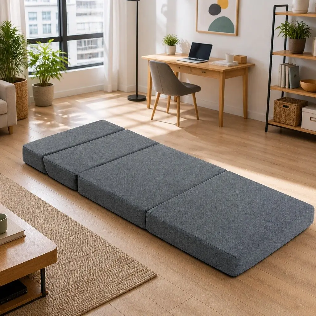 Foldable Grey Foam Mattress Sofa Bed