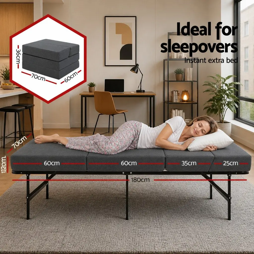 Foldable Grey Foam Mattress Sofa Bed