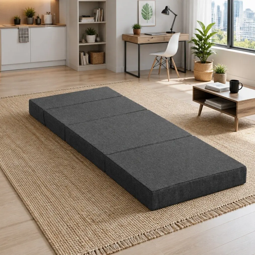 Foldable Grey Foam Mattress Sofa Bed