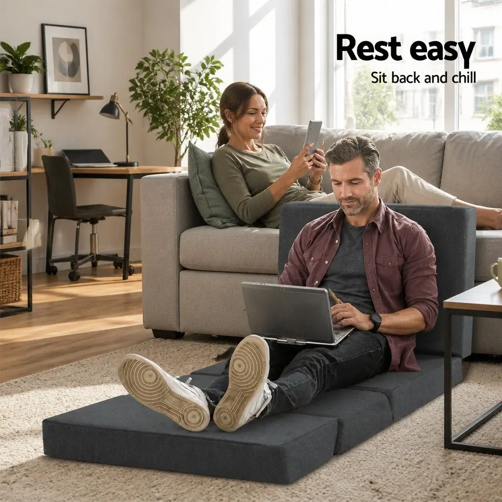 Foldable Grey Foam Mattress Sofa Bed