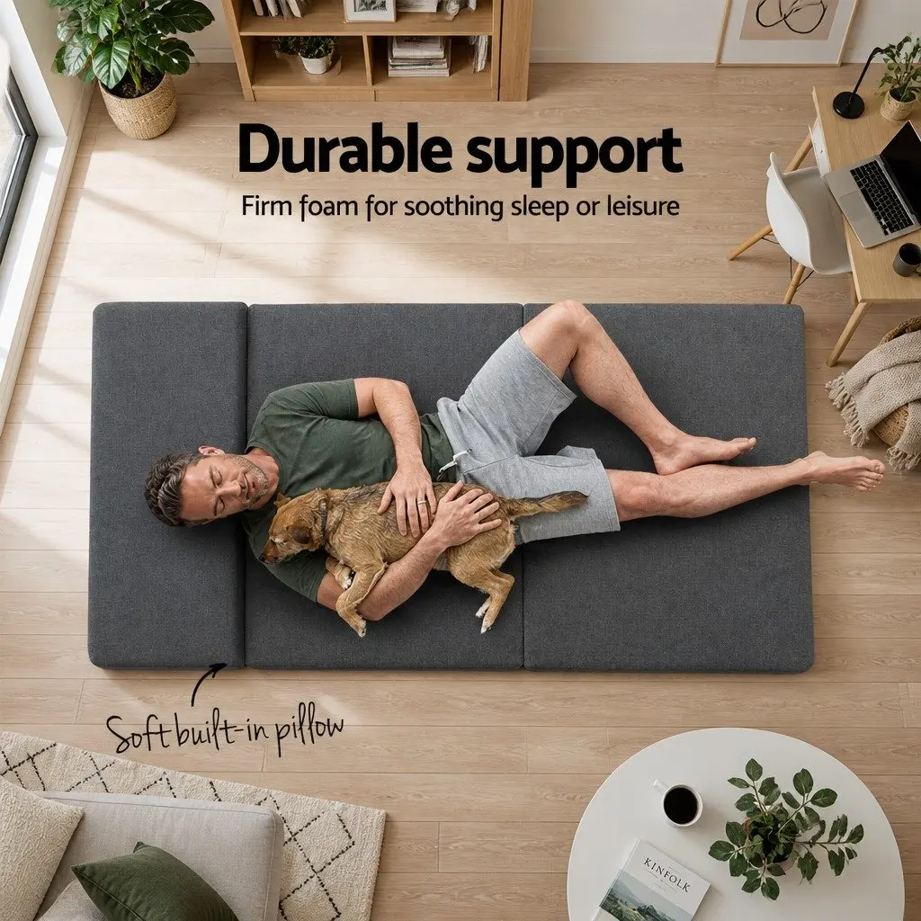 Foldable Grey Foam Mattress Sofa Bed