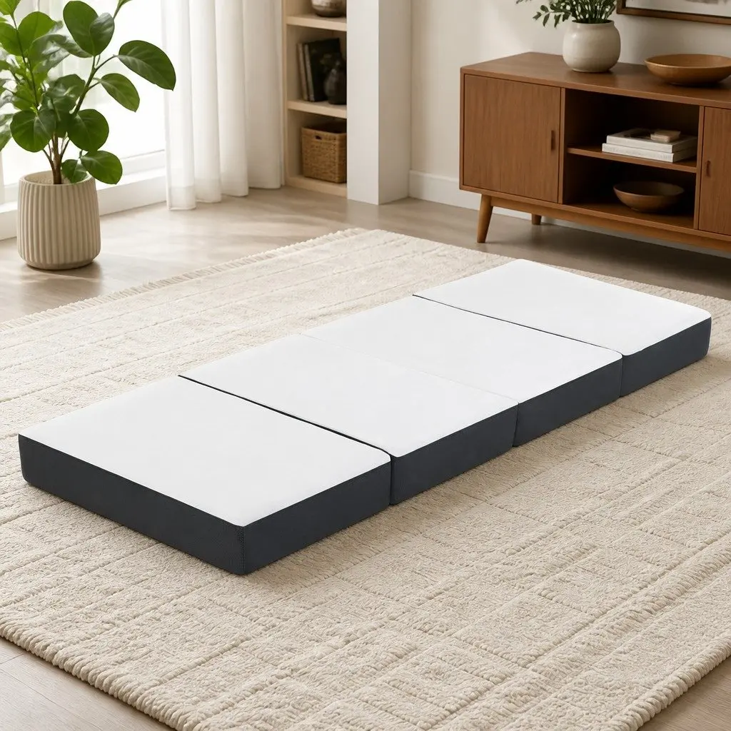 Foldable Foam Sofa Bed Mat Grey Single Couch Sleeping Mattress