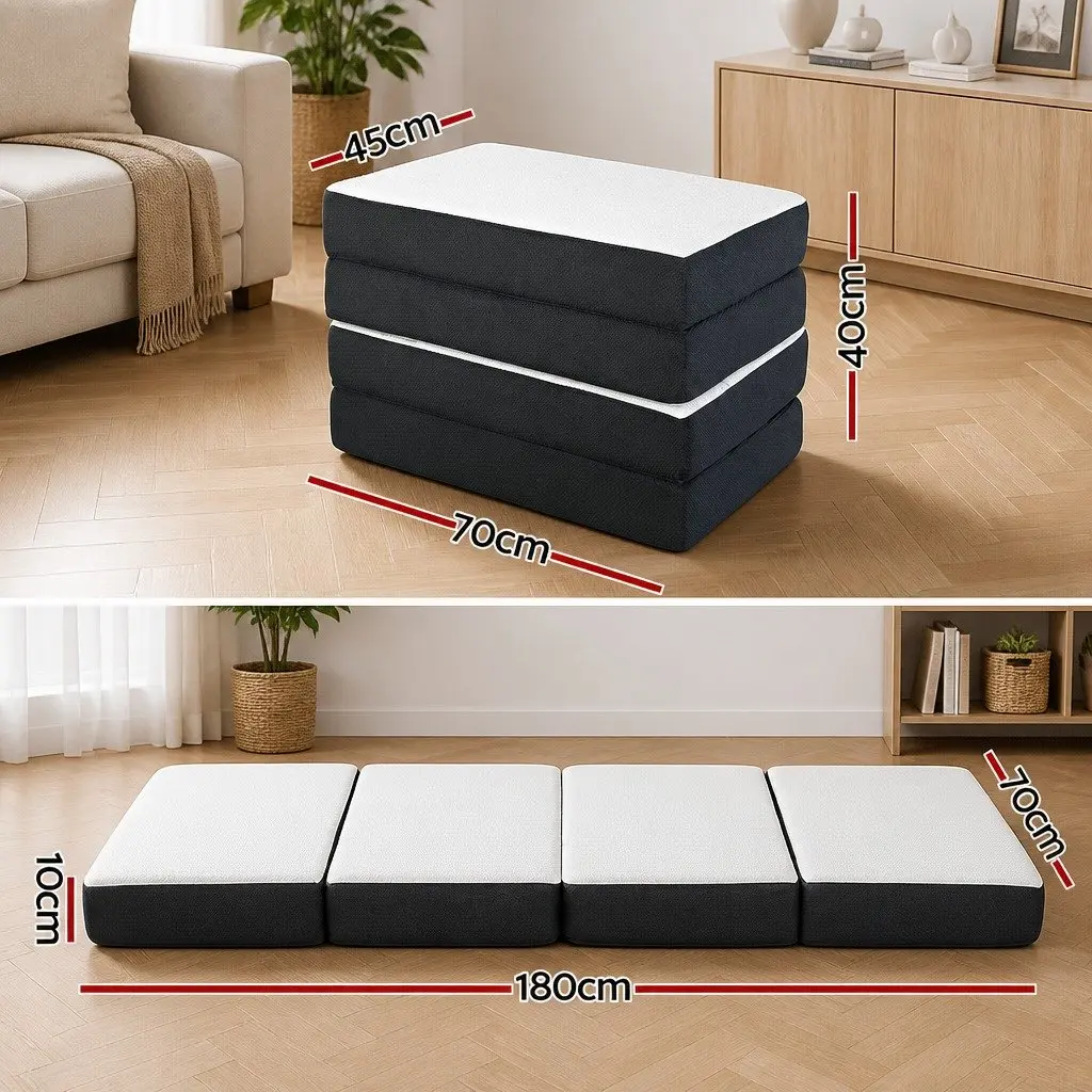 Foldable Foam Sofa Bed Mat Grey Single Couch Sleeping Mattress