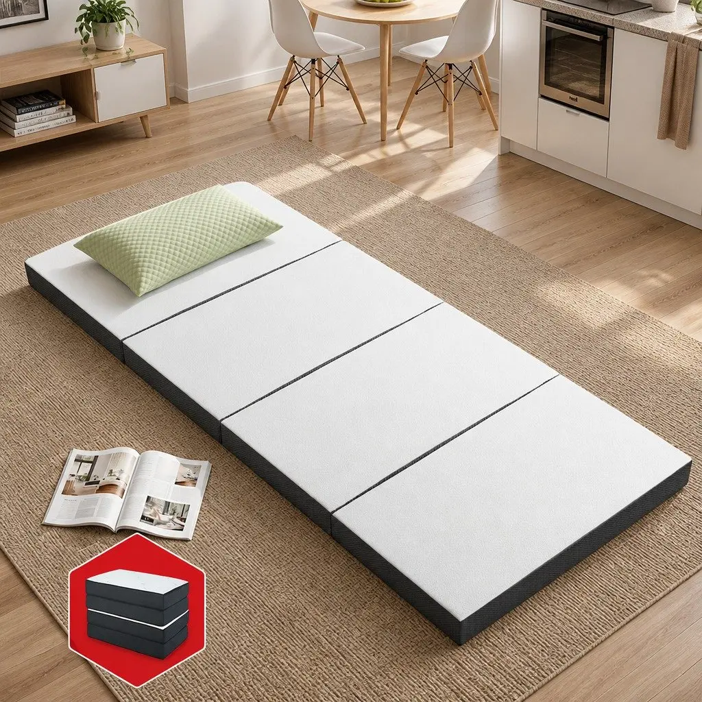 Foldable Foam Sofa Bed Mat Grey Single Couch Sleeping Mattress